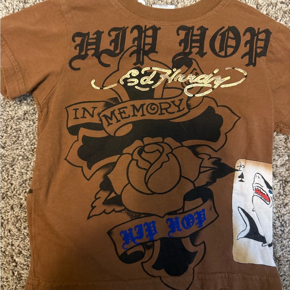 Ed Hardy Brown Graphic Kids Tee